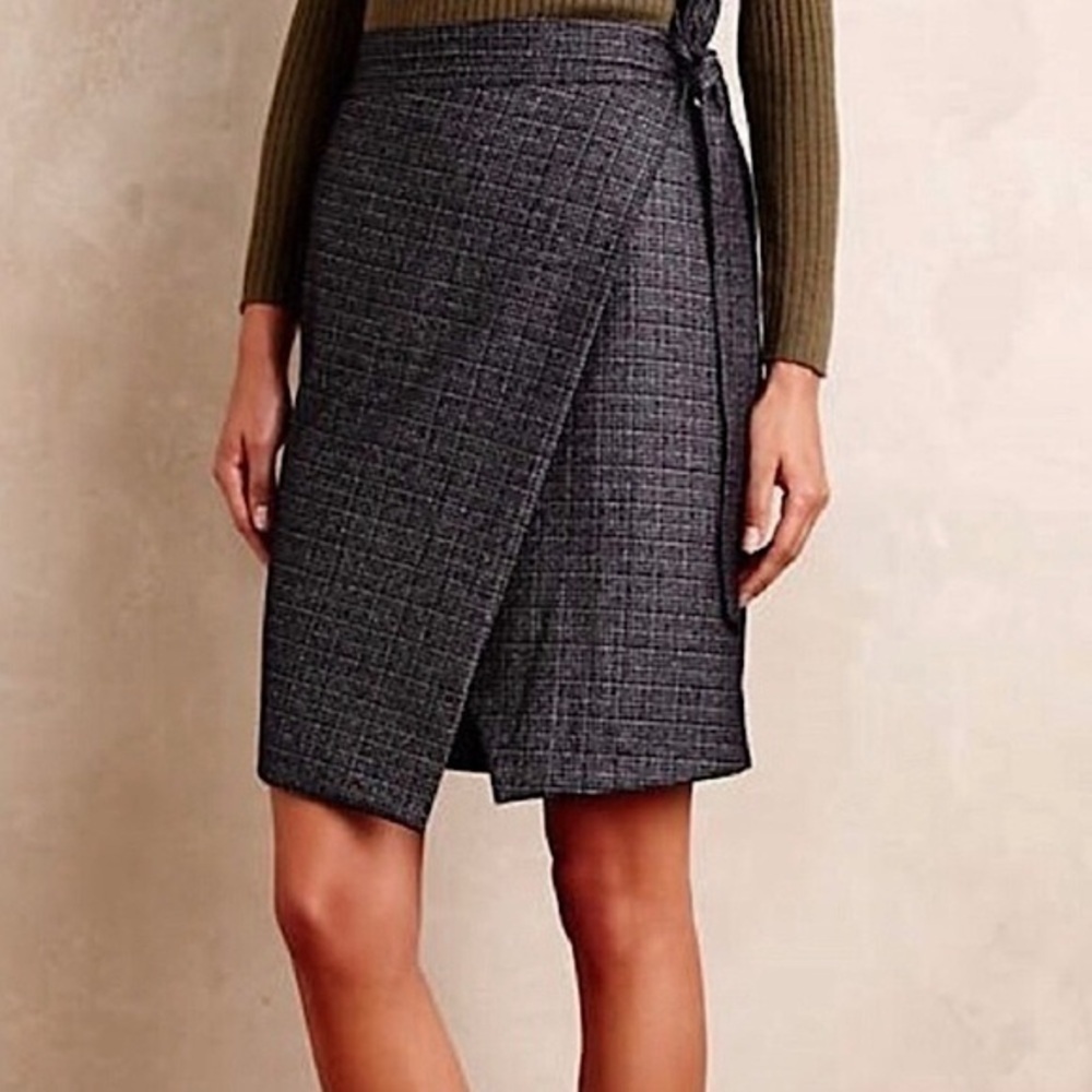 Anthropologie Maeve Crosby Tweed Wrap Skirt​